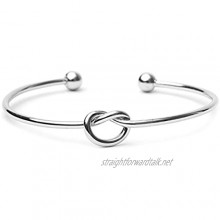 BODYA Love Knot Bangle Bracelet Simple Knot Bangle Open Cuffs for Women Stretch Bracelet Gold and Silver Knot Bangles