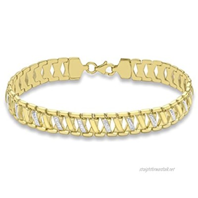 Carissima Gold 9 ct 2 Colour Gold Diamond Cut Kiss Link Bracelet of Length 19 cm/7.5 inch