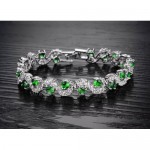 Crystalline Azuria 18K White Gold Plated Tennis Bracelets for Women - Stylish Tennis Bracelet with Simulated Emerald Sapphire & Cubic Zirconia Crystals - Unique Gift for Girls in Deluxe Jewelry Box