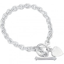 Elements Silver Heart Charm Toggle Sterling Silver Bracelet