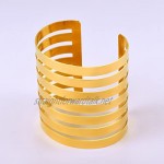FOCALOOK 316L Stainless Steel Minimalist Smooth Wide Cuff Bangle Bracelet for Women Girls Gold/Silver
