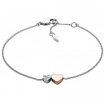 Fossil Women's Duo Hearts Two-Tone Stainless Steel | Necklace | Bracelet