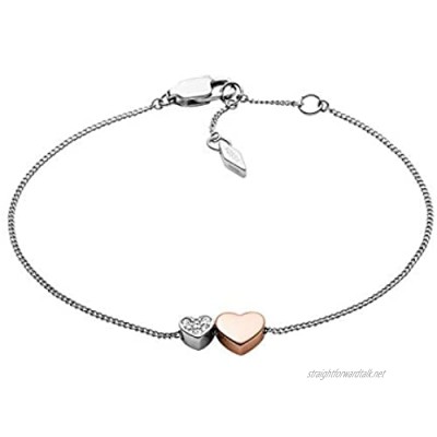 Fossil Women's Duo Hearts Two-Tone Stainless Steel | Necklace | Bracelet