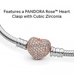 Pandora Moments Silver Bracelet with Rose Pave Heart Clasp 586292