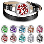 PHOGARY Essential Oil Diffuser Bracelet Set for Women - 1 Stainless Steel Aromatherapy Locket 2 PU Leather Alternative Wristbands 10 Refill Pads Jewelry Gift for Mother Girlfriend Sister Teacher