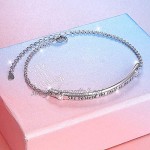 S925 Sterling Silver Jewelry Flyow Engraved Message She Believed She Could So She Did Fine Inspirational Link Bar Bracelet for Women and Girls
