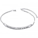 S925 Sterling Silver Jewelry Flyow Engraved Message She Believed She Could So She Did Fine Inspirational Link Bar Bracelet for Women and Girls