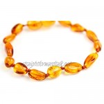 SilverAmber New Baltic Amber Anklet Bracelet Cognac - Handmade 100% Genuine Amber Bean Beads - Premium Quality - Sizes 12-26 CM