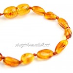 SilverAmber New Baltic Amber Anklet Bracelet Cognac - Handmade 100% Genuine Amber Bean Beads - Premium Quality - Sizes 12-26 CM