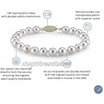 The Pearl Source Pearl Bracelet for Women 7-8mm Freshwater Cultured Pearls in AAA Quality with 14K Gold