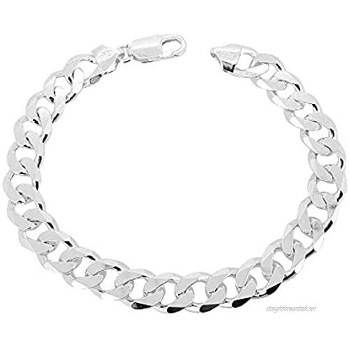 TreasureBay Mens Womens Solid 925 Sterling Silver Chain Bracelet - 9.2mm Width Available in 19.5cm 21cm 22cm and 23cm