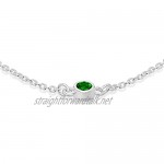 Tuscany Silver Women's Sterling Silver Adjustable Bracelet - Green CZ May Birthstone - 16cm/6.25- 18cm/7
