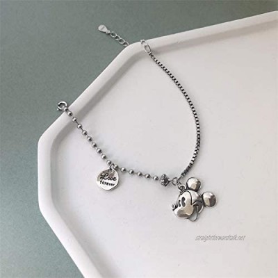 XBJ Ladies Bracelet Custom Bracelet in Sterling Silver Vintage Hand Jewelry with Mickey Mouse Letter Tag