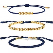 YooAi 3 Pieces Tibetan Copper Beads Bracelet Lucky Knot Rope Bracelet Handmade Adjustable Braided Friendship Bracelets