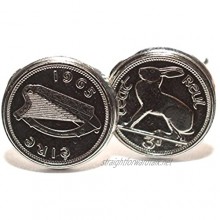 1965 56th Birthday Irish Threepence coin cufflinks - Great gift idea 1965 3d
