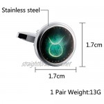 Amody Mens Stainless Steel Silver Green Cuff Link Oval Luminous Constellation Stone Wedding Business Classic Cufflinks