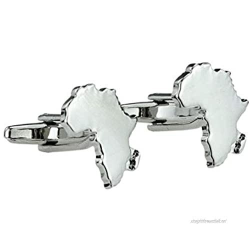 Ashton and Finch Outline Map of Africa Rhodium Plated Cufflinks