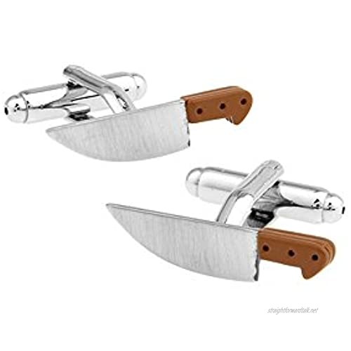 Ashton and Finch Silver and Brown Chef's Carving or chopping Knife Cufflinks