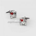 Bling Jewelry I Love My Dad Cufflinks Red Heart Square Cuff Link for Men Shirt Cuff Link Gift for Father Daddy Stainless Steel Enamel