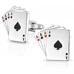 CMJ Mens Pair of Novelty Playing Cards Cufflinks Poker Ace Gamble Texas Holdem UK Seller