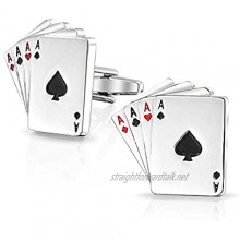 CMJ Mens Pair of Novelty Playing Cards Cufflinks Poker Ace Gamble Texas Holdem UK Seller