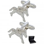 COLLAR AND CUFFS LONDON - Premium Cufflinks with Presentation Gift Box Horse Racing - Jockey - Ascot - Silver Colour