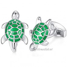 HONEY BEAR Sea Tortoise Turtle Cufflinks for Men Stainless Steel Novelty Cuff Link