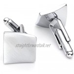Jovivi Free Engraving - Personalised Engraved Men's Stainless Steel Tuxedo Shirts Plain Cufflinks Silver Classic Wedding Business Cuff Links