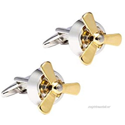 Knighthood Aeroplane Propeller Cufflinks for Men Silver & Gold