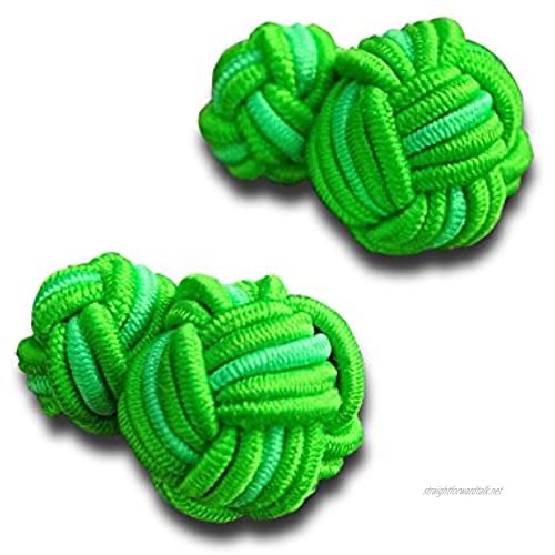 Silk Knot Cufflinks (Lime Green) Wedding Groom Mens Gift Bag