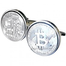 Silver BitCoin Cufflinks - Unique Global payment system - Peer to Peer - BlockChain themed gift