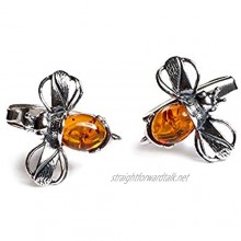 Sterling Silver and Baltic Yellow Amber Bee Cufflinks for men Gift for Men Novelty Cufflinks for Men Wedding Gift