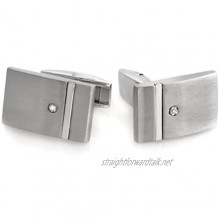 0.01-0.02 Cts SI2-I1 Clarity & I-J Color Diamond Men's Cufflinks in Brush-Finished Stainless Steel