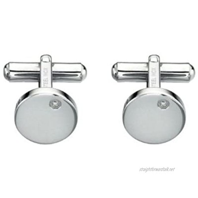 Fred Bennett Stainless Steel Mens V423 Stainless Steel with Clear CZ Cufflinks of Length