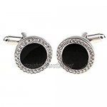 MFYS Crystal Mosaic Round Classic Cufflinks for Men with Gift Box