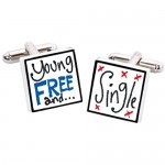 Sonia Spencer England Bone China Square Silver Plated Back Hand Decorated Young Free Single Cufflink