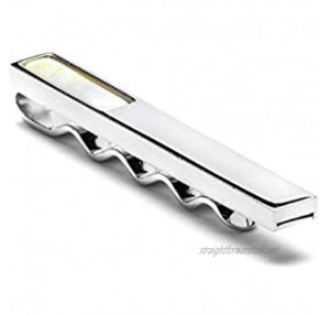 BOSS Hugo Womens E-Squared-TIE BAR Polished-Metal tie Clip with Mother-of-Pearl Insert