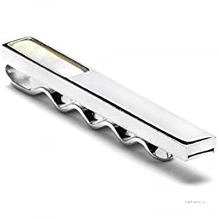 BOSS Hugo Womens E-Squared-TIE BAR Polished-Metal tie Clip with Mother-of-Pearl Insert
