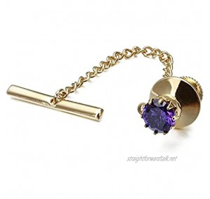 COLORFULTEA Mens Crystal Tie Tack with Chain Tie Clip Party Accessories for Men