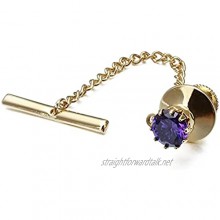 COLORFULTEA Mens Crystal Tie Tack with Chain Tie Clip Party Accessories for Men