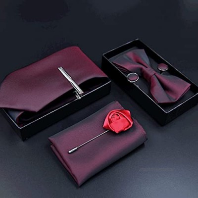 DYXYH 6pcs Tie Set for Man Fashion Mens Ties Set Pocket Square Tie Clip Brooch Formal Dress Necktie Wedding Party Men Gift