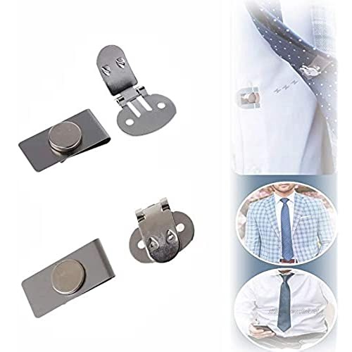 Invisible Magnetic Fixed Tie Stay Clips， Anti-Wrinkle Stainless Tie Stay Clips， Automatically Fixed Stainless Steel Metal Shirt Tie Clips for Men