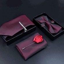 TOSLEJF 6pcs Tie Set for Man Fashion Mens Ties Set Pocket Square Tie Clip Brooch Formal Dress Necktie Wedding Party Men Gift