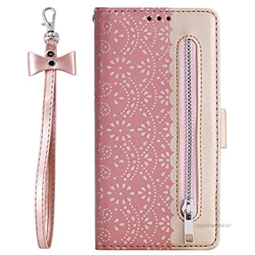 WANYINGLIN Colorful Lace Compatible with Samsung S21 Plus Women & Girl Leather Folio Wallet Flip Kickstand Magnetic Closure Purse with Card Slot