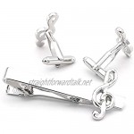 WZHZJ Art Series Steel Color Musical Symbols Cufflinks Tie Clips Set Men's Accessories Gifts French Shirts Cufflink Male Jewelry