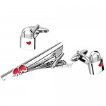 ZYING Cufflinks Tie Clip Set Romantic Fashion Red Love Shape Men's Clothing Accessories