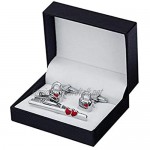 ZYING Cufflinks Tie Clip Set Romantic Fashion Red Love Shape Men's Clothing Accessories