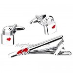 ZYING Simple and Creative Modeling Tie Clip Cufflinks Set Silver Business Clothing Jewelry Accessories