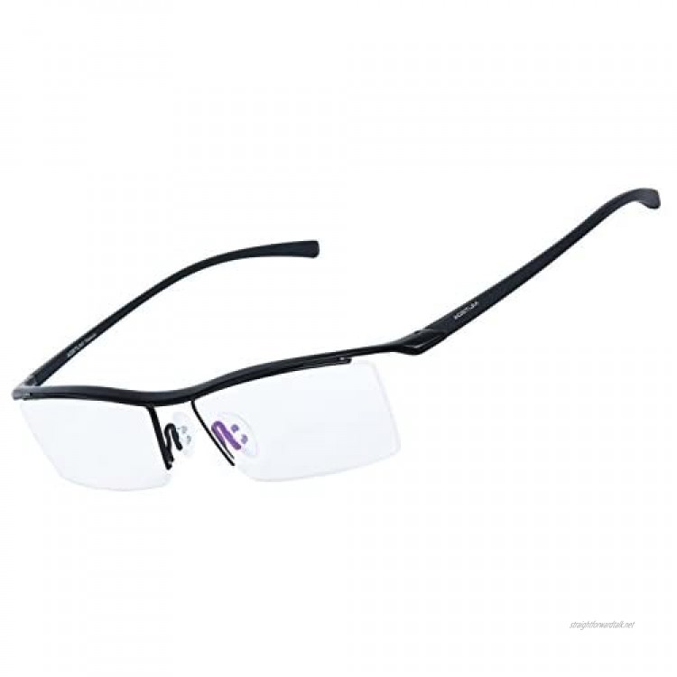 Agstum Mens Pure Titanium Semi-rimless Eyeglasses Business Optical Glasses Frame Clear Lens
