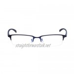 Blue Light Blocking Glasses for Men Vintage Half-Rim Rectangular Metal Eyewear Frame with Clear Transparent Lens UV400 with Case
